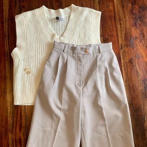 Gorgeous Oatmeal Vintage High Waisted Trouser